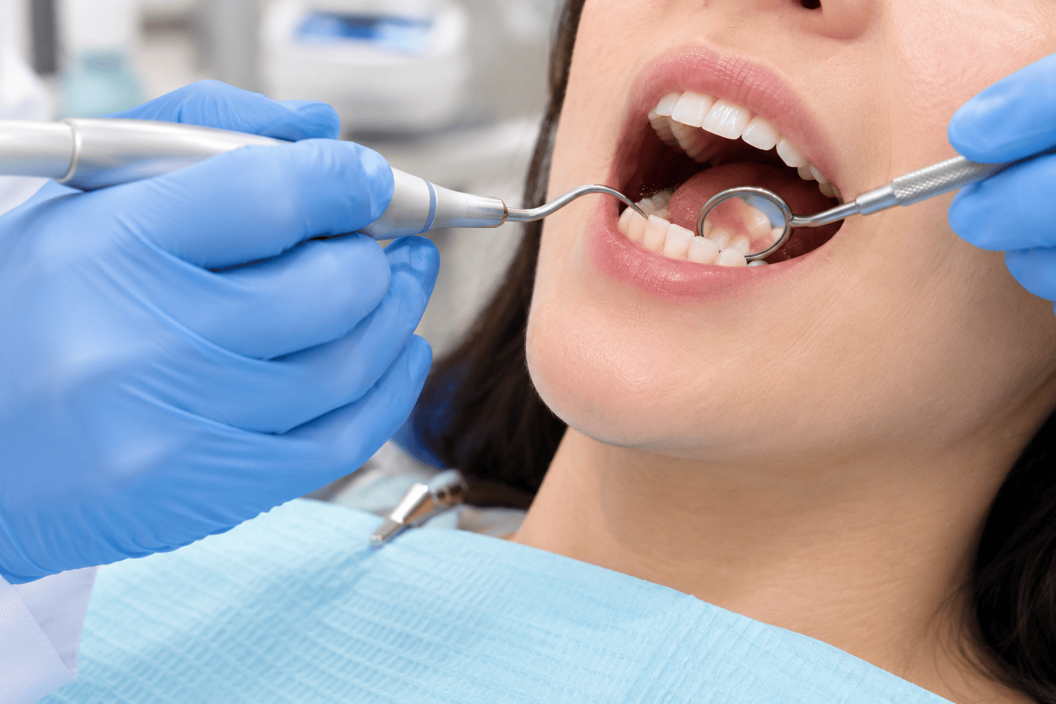 Close-up of a gentle dental cleaning in progress