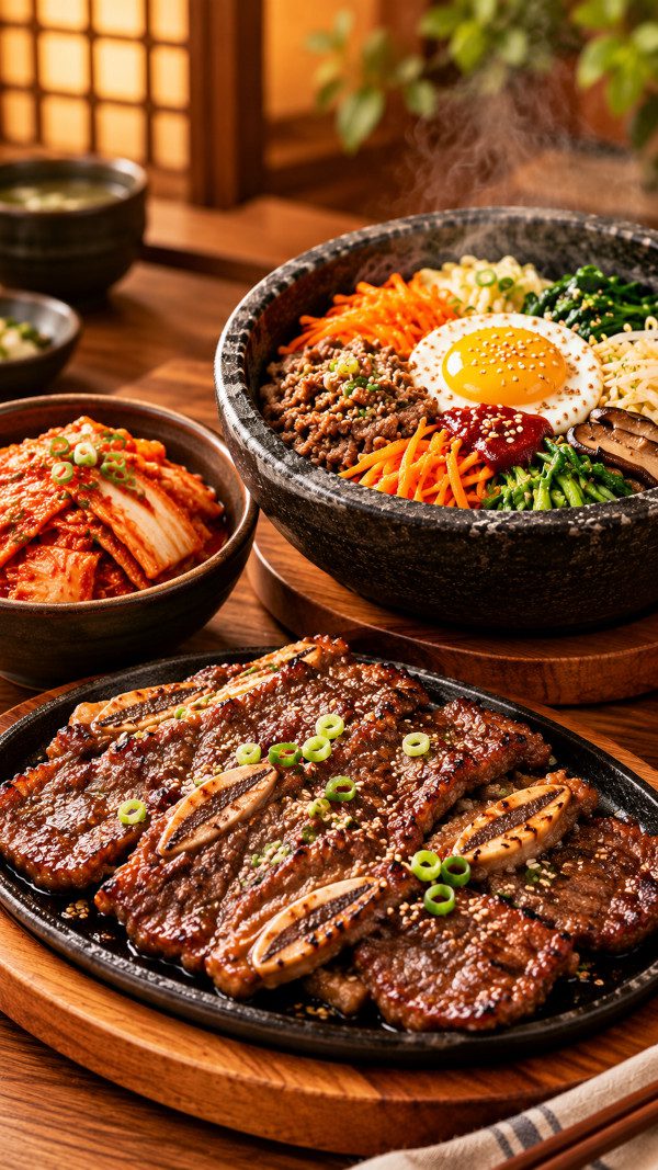 A spread of house-made Korean banchan side dishes